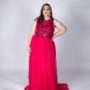 Hot Pink Dress with Sequin Bodice